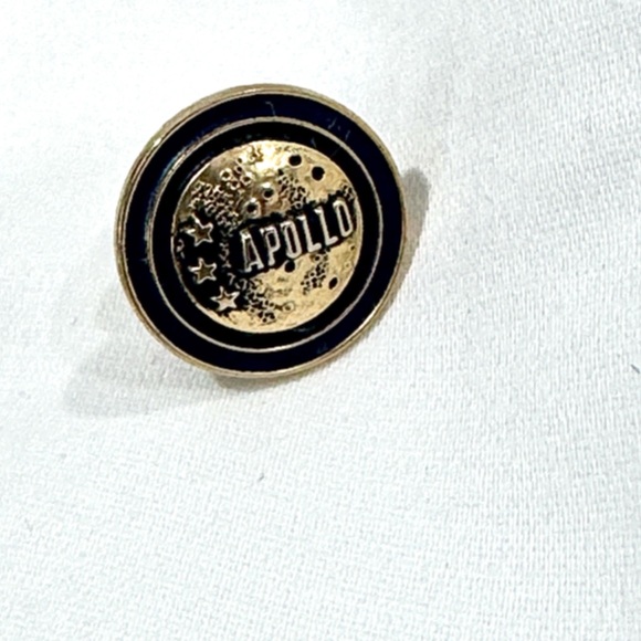 Nasa Other - Apollo tie pin, vintage space-era souvenir Gold & Black Enamel Pin
